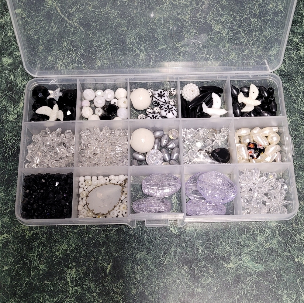 Elegant Bead Organizer with Black and White Accents